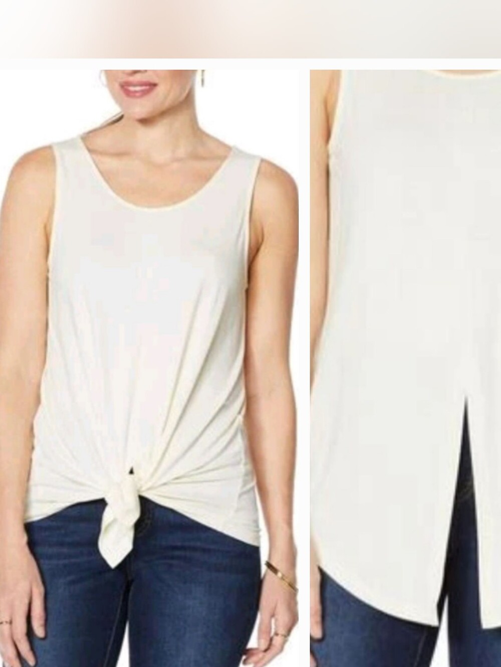 G By Giuliana Reversible Sleeveless Tie-Front Or Back Tank Top in Cream
